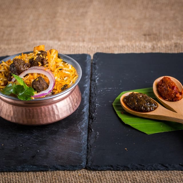 Goat Roast Biryani.